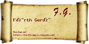 Fürth Gerő névjegykártya